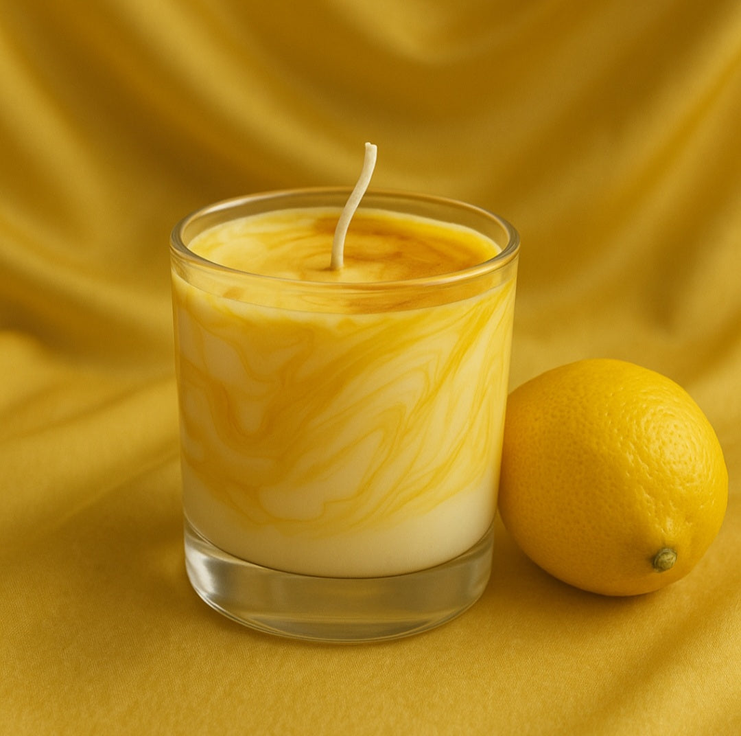Yellow Marbled Candle - Scent Optional