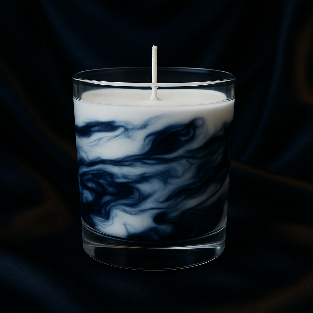 Navy Marbled Candle - Scent Optional