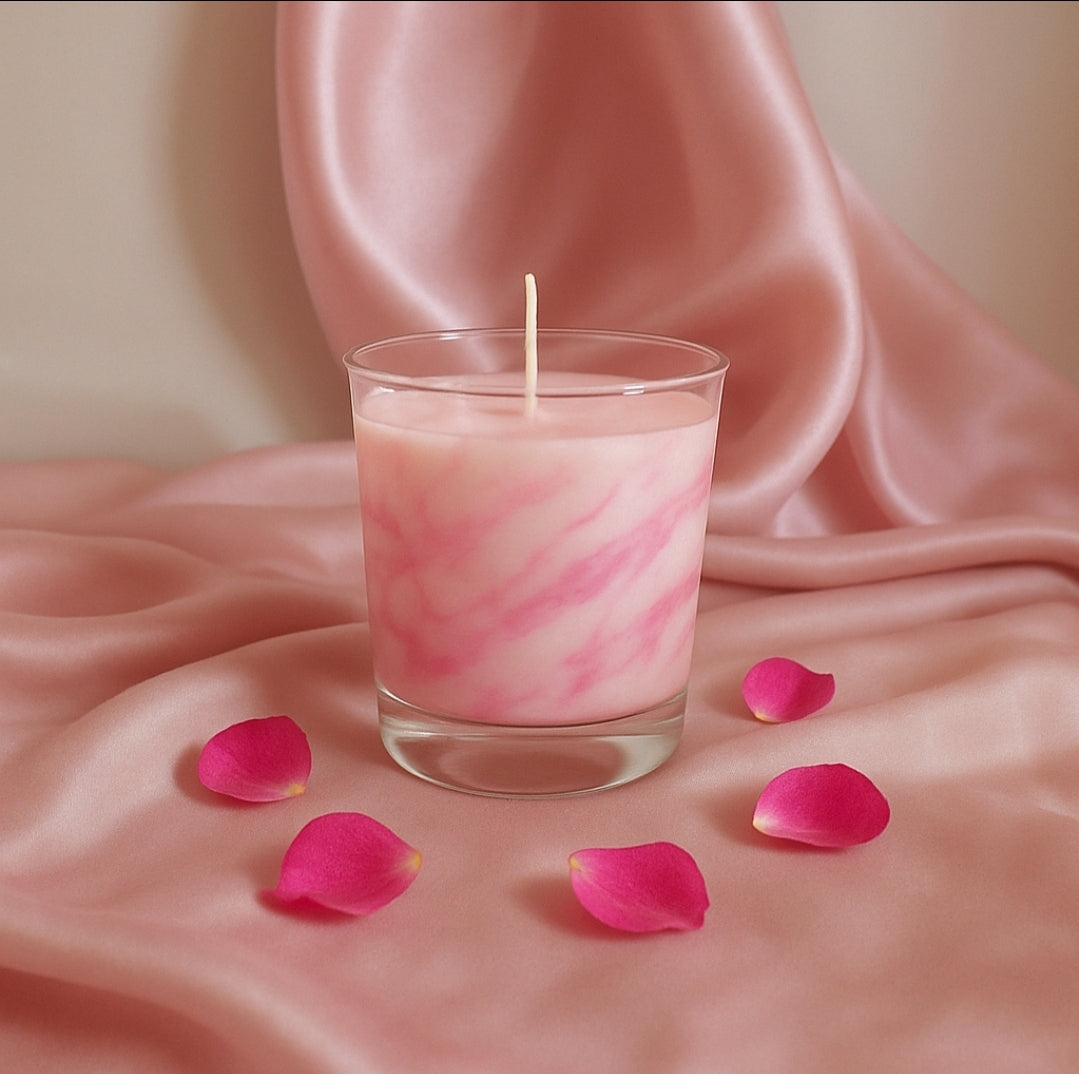 Pink Marbled Candle - Scent Optional