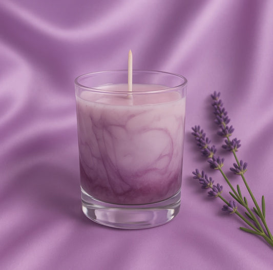 Violet Marbled Candle - Scent Optional