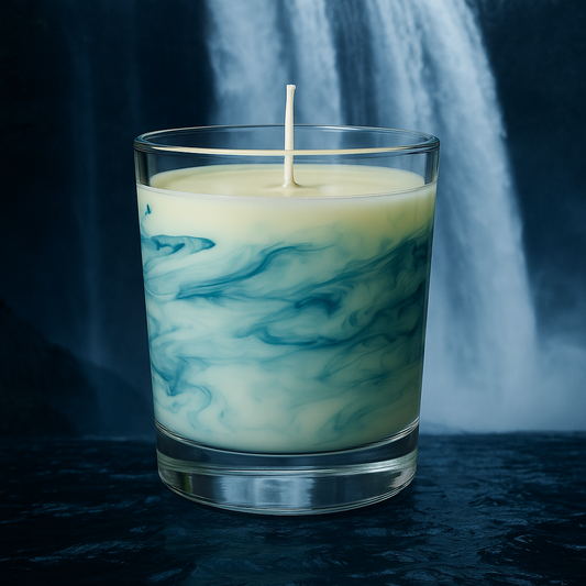 Teal Marbled Candle - Scent Optional