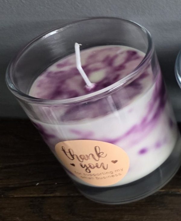 Handmade Purple Marble Candle - scents optional