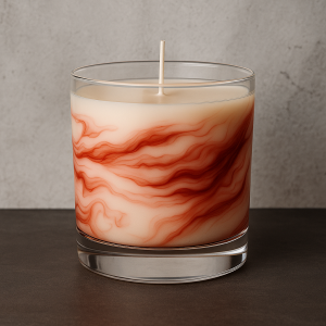 Handmade Deep Red Marble Candle - scents optional
