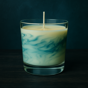Handmade Teal Marble Candle - scents optional
