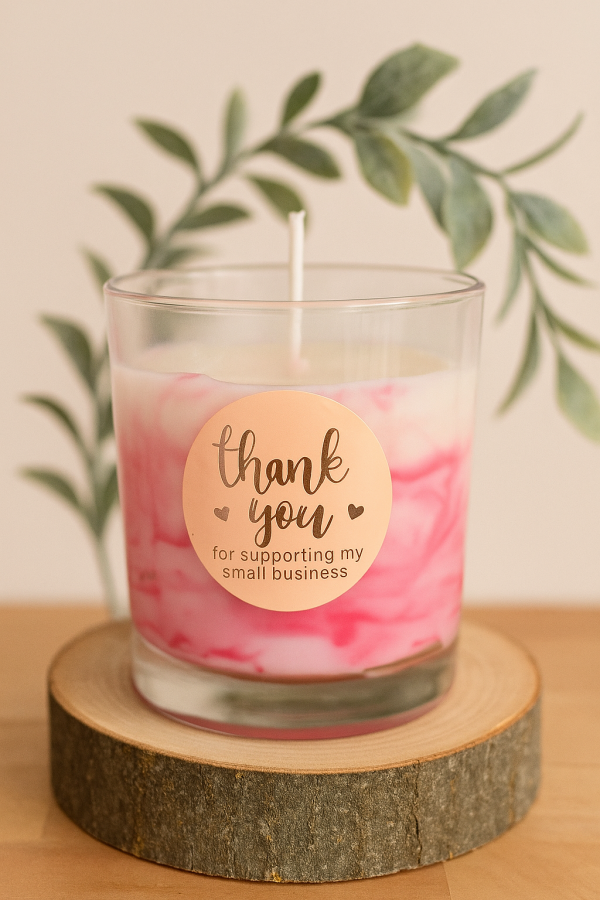 Handmade Pink Marble Candle - scents optional