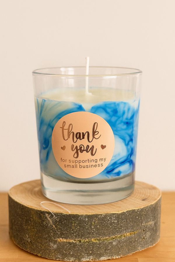 Handmade Blue Marble Candle - scents optional